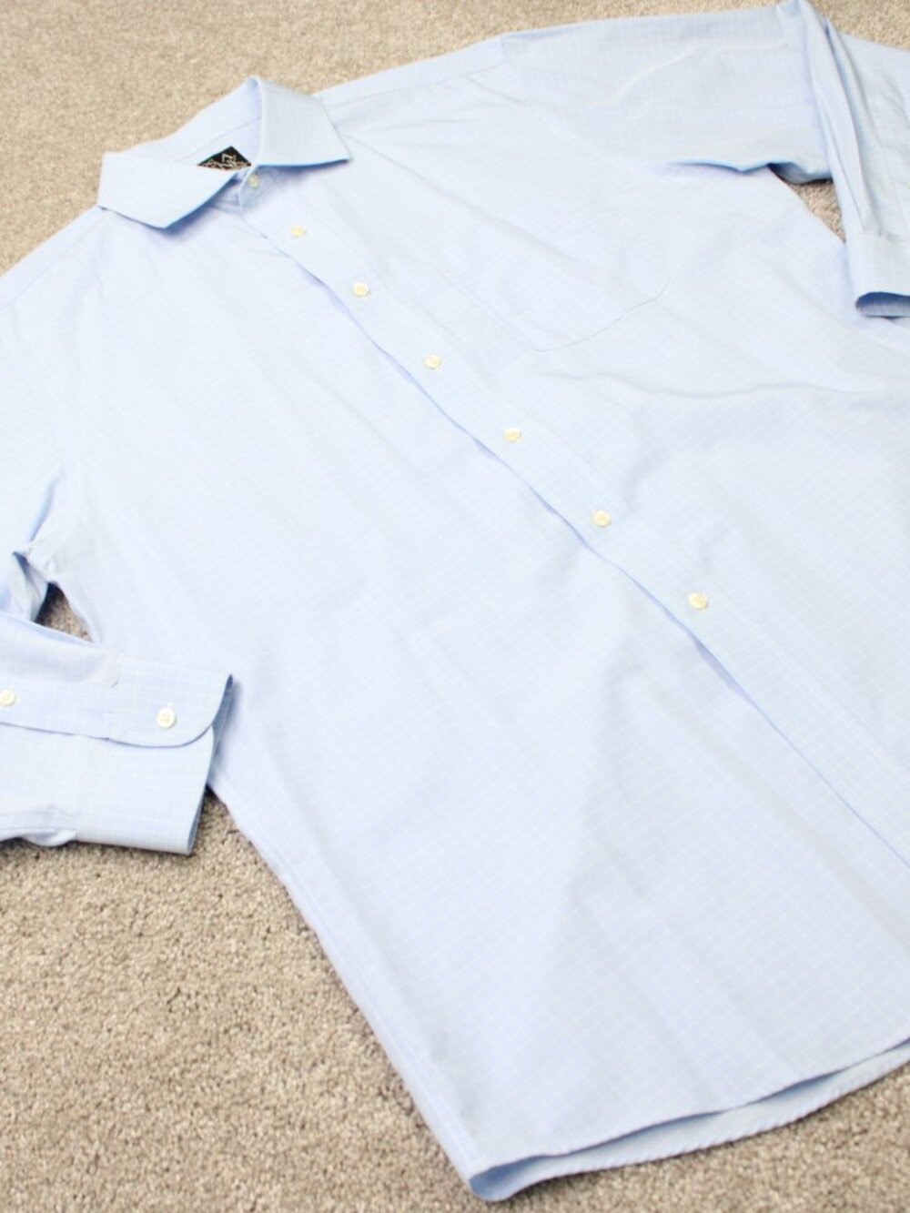 Jos A Bank Shirt Mens 16 1/2, 33 Blue Traveler's Tailored Fit Cotton Long Sleeve - Picture 5 of 11